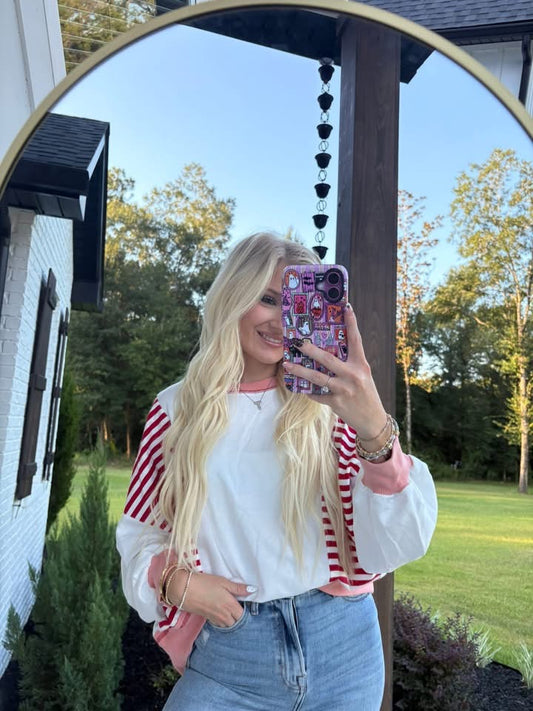 Stripe Bubble Sleeve Top