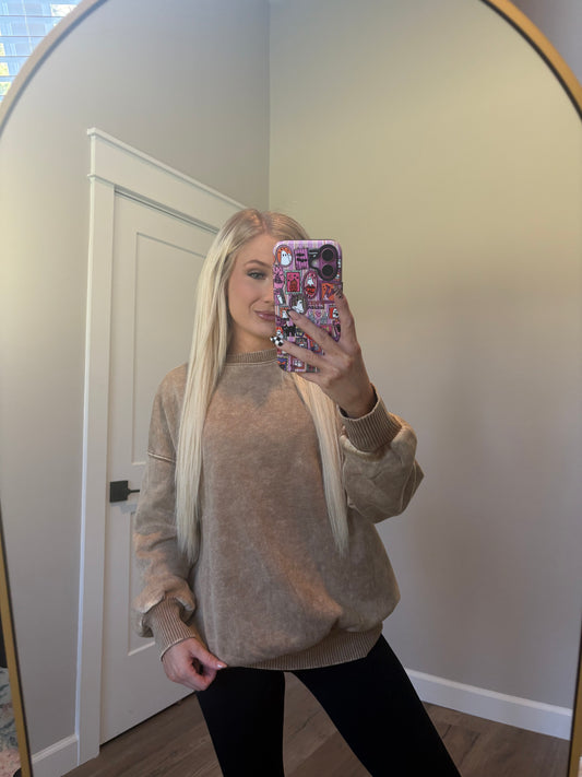 Deep Camel Acid Wash Pullover